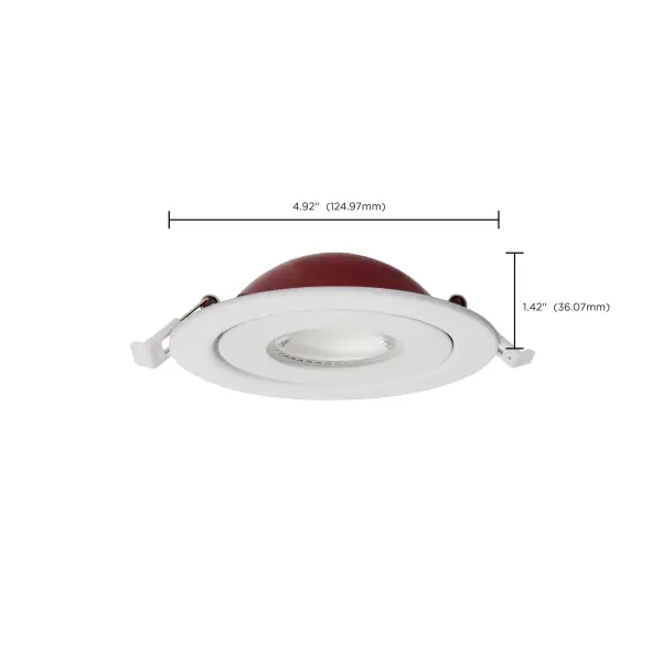 9 Watt LED - Fire Rated - 4 Inch Direct Wire Directional Downlight - Round Shape - White Finish - CCT Selectable - Dimmable - 120 Volts - Image 16