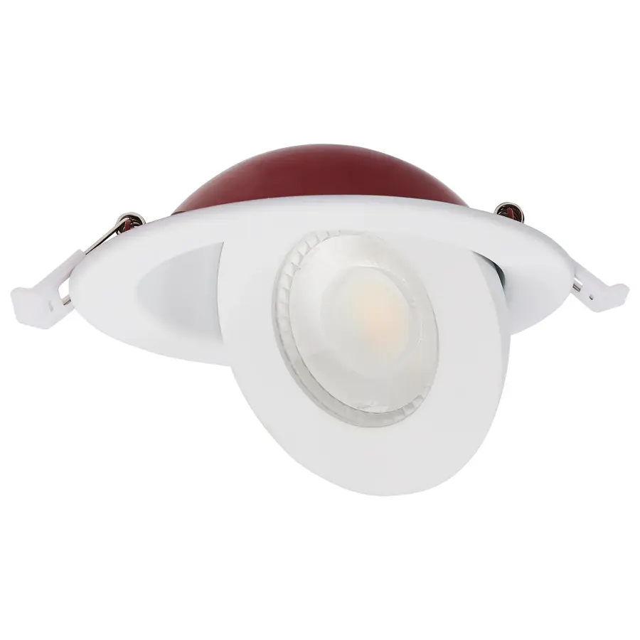 9 Watt LED - Fire Rated - 4 Inch Direct Wire Directional Downlight - Round Shape - White Finish - CCT Selectable - Dimmable - 120 Volts - Image 3