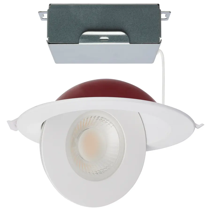 15 Watt LED - Fire Rated - 6 Inch Direct Wire Directional Downlight - Round Shape - White Finish - CCT Selectable - Dimmable - 120 Volts - Image 1