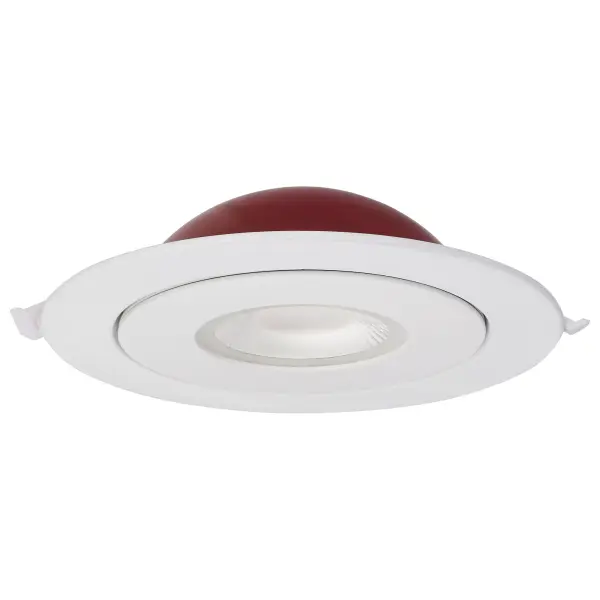 15 Watt LED - Fire Rated - 6 Inch Direct Wire Directional Downlight - Round Shape - White Finish - CCT Selectable - Dimmable - 120 Volts - Image 2