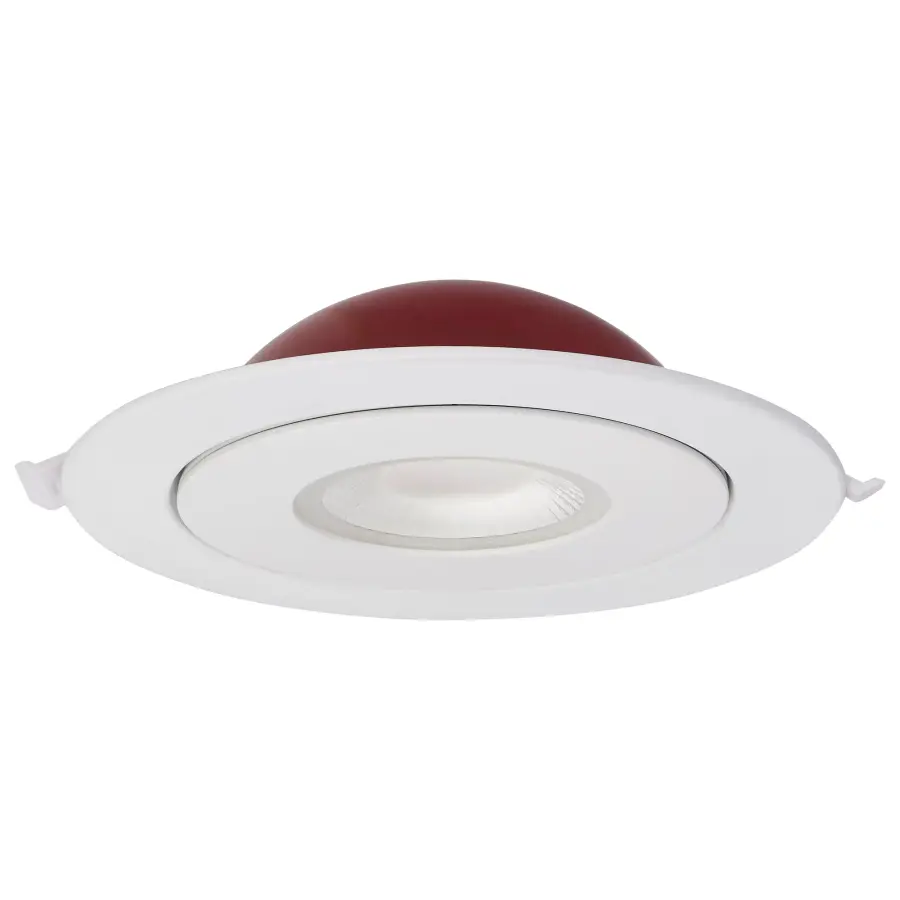 15 Watt LED - Fire Rated - 6 Inch Direct Wire Directional Downlight - Round Shape - White Finish - CCT Selectable - Dimmable - 120 Volts - Image 2