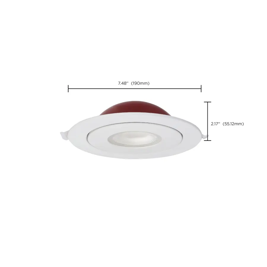 15 Watt LED - Fire Rated - 6 Inch Direct Wire Directional Downlight - Round Shape - White Finish - CCT Selectable - Dimmable - 120 Volts - Image 16