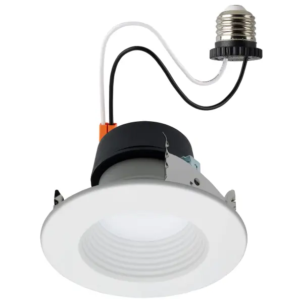 Field Selectable LED Downlight Retrofit - Deep Baffle - 5.8/7/9.5 Watts - 27K/30K/35K/40K/50K CCT - 4 Inch - Round Shape - White Finish - 120 Volts - Image 1