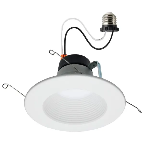 Field Selectable LED Downlight Retrofit - Deep Baffle - 8/10.5/13.5 Watts - 27K/30K/35K/40K/50K CCT - 5-6 Inch - Round Shape - White Finish - 120 Volts - Image 1