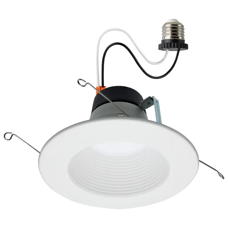 Field Selectable LED Downlight Retrofit - Deep Baffle - 8/10.5/13.5 Watts - 27K/30K/35K/40K/50K CCT - 5-6 Inch - Round Shape - White Finish - 120 Volts - Image 1