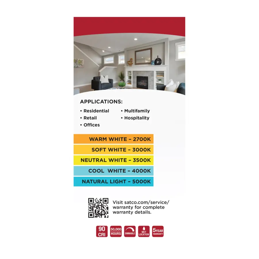 Field Selectable LED Downlight Retrofit - Deep Baffle - 8/10.5/13.5 Watts - 27K/30K/35K/40K/50K CCT - 5-6 Inch - Round Shape - White Finish - 120 Volts - Image 10