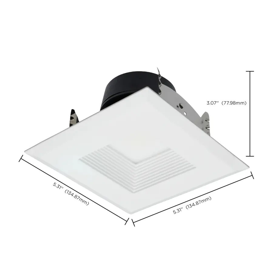 Field Selectable LED Downlight Retrofit - Deep Baffle - 5.8/7/9.5 Watts - 27K/30K/35K/40K/50K CCT - 4 Inch - Square Shape - White Finish - 120 Volts - Image 15