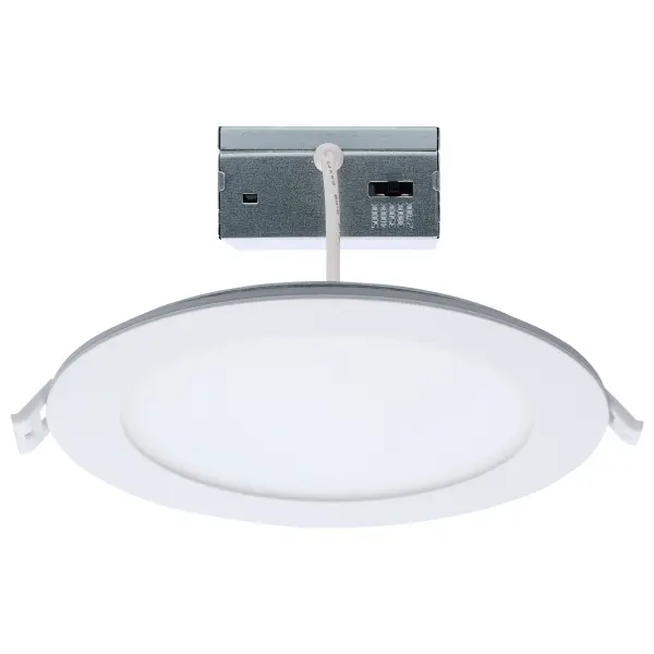12 Watt LED Direct Wire Downlight with Night Light - 6 Inch - Remote Driver - CCT Selectable - Dimmable - Round - White Finish - Image 1