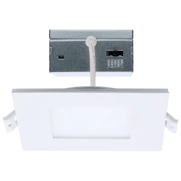 9 Watt LED Direct Wire Downlight with Night Light - 4 Inch - Remote Driver - CCT Selectable - Dimmable - Square - White Finish - Image 1
