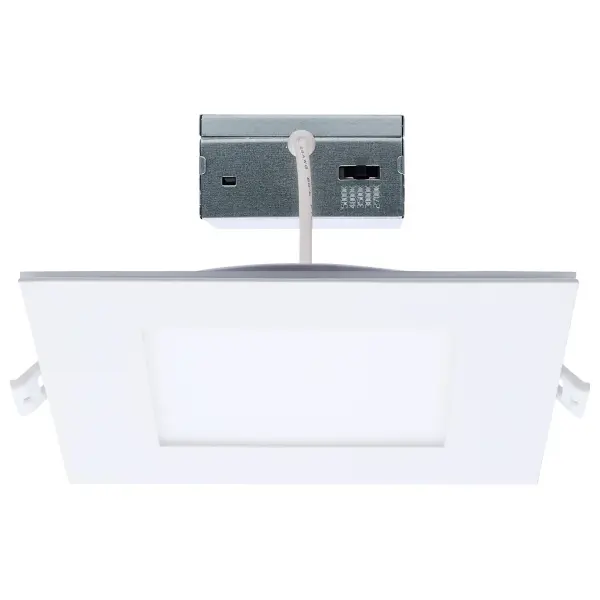 12 Watt LED Direct Wire Downlight with Night Light - 6 Inch - Remote Driver - CCT Selectable - Dimmable - Square - White Finish - Image 1