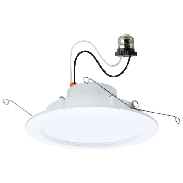 9.5 Watt - 6 Inch LED Downlight Retrofit - 27K/30K/35K/40K/50K CCT Selectable - Regressed Wafer - Round - Matte White Finish - Image 1