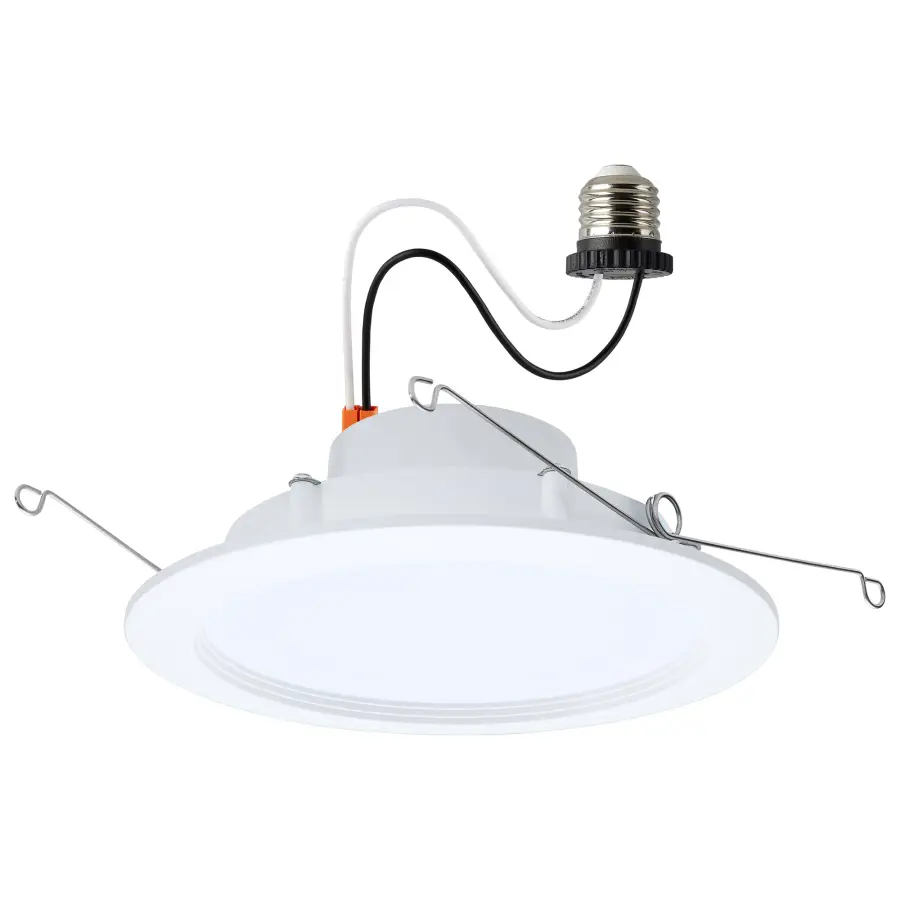 9.5 Watt - 6 Inch LED Downlight Retrofit - 27K/30K/35K/40K/50K CCT Selectable - Regressed Wafer - Round - Matte White Finish - Image 1