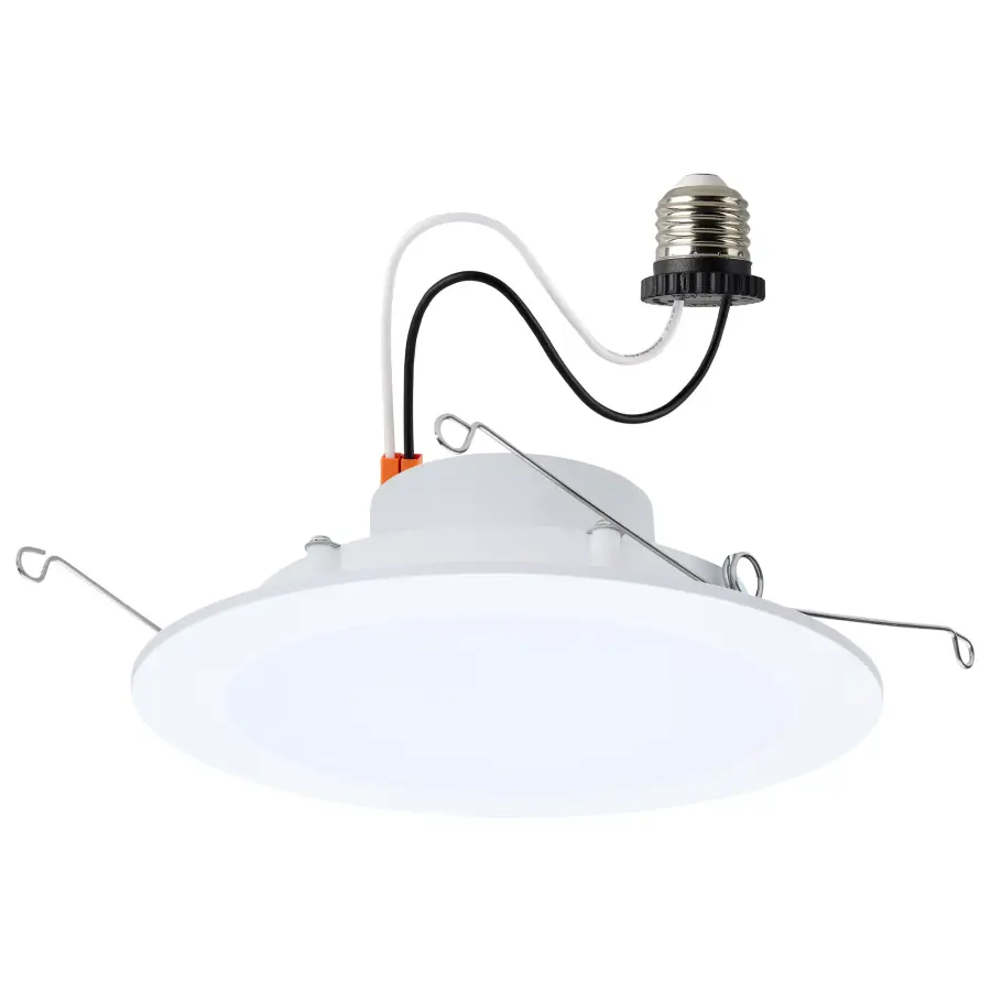 9/11/13 Watt LED Downlight Retrofit - 27K/30K/35K/40K/50K CCT - 6 Inch - Flat Wafer - Round - Matte White Finish - Image 1