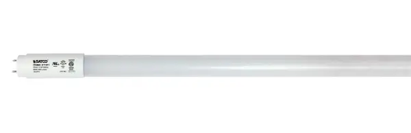 SATCO NUVO's 11.5-watt T8 LED frosted tubular bulb offers neutral white light and a 180 degree beam spread. The bulb features a medium bi pin base, ballast bypass, and single or double ended wiring. This all glass tube is PET coated for shatterproof protection and delivers 50,000 hours of superior illumination.