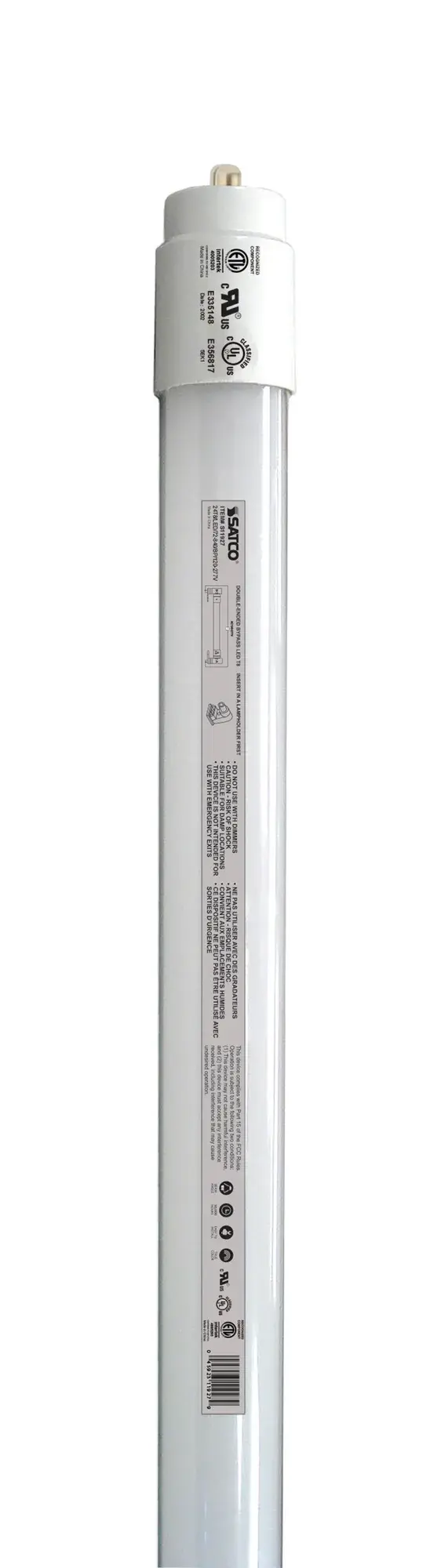 Satco's 24-watt LED, T8 bulb is an ideal lighting solution for a variety of applications. This easy to install, low maintenance lamp has a 210-degree beam spread and high lumens count for superior illumination. This frosted bulb is versatile and delivers 50,000 hours of cool white light. - alternate view