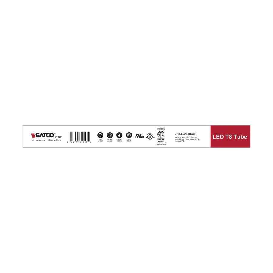 7 Watt - 18 Inch - T8 Linear LED - Medium Bi-Pin G13Base - 4000K - 50000 Average Rated Hours - 750 Lumens - Type B Ballast Bypass - Image 5