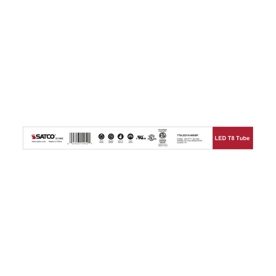 7 Watt - 18 Inch - T8 Linear LED - Medium Bi-Pin G13Base - 6500K - 50000 Average Rated Hours - 770 Lumens - Type B Ballast Bypass - Image 5