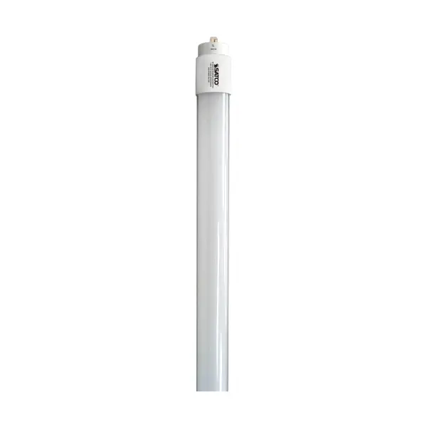SATCO NUVO's 24 watt T8 8 foot LED Type B single pin ballast bypass linear replacement bulb with emergency lighting and damp rating, are suitable in a number of commercial retrofit applications. The white bulb is PET coated for shatterproof protection. With a high lumen count, this lamp provides up to 50,000 hours of cool white light.