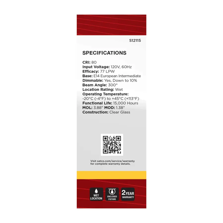 4.5 Watt - B11 LED Filament - Clear - 350 Lumens - 3000K - European base - 120 Volt - Image 5