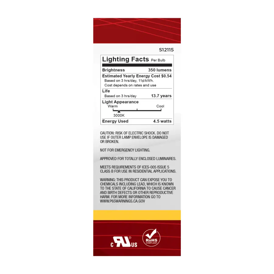 4.5 Watt - B11 LED Filament - Clear - 350 Lumens - 3000K - European base - 120 Volt - Image 6