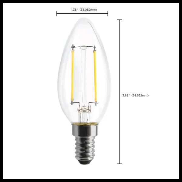 4.5 Watt - B11 LED Filament - Clear - 350 Lumens - 4000K - European base - 120 Volt - Image 9