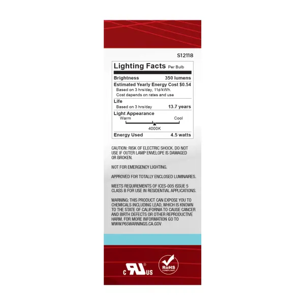 4.5 Watt - B11 LED Filament - Frosted - 350 Lumens - 4000K - European base - 120 Volt - Image 6