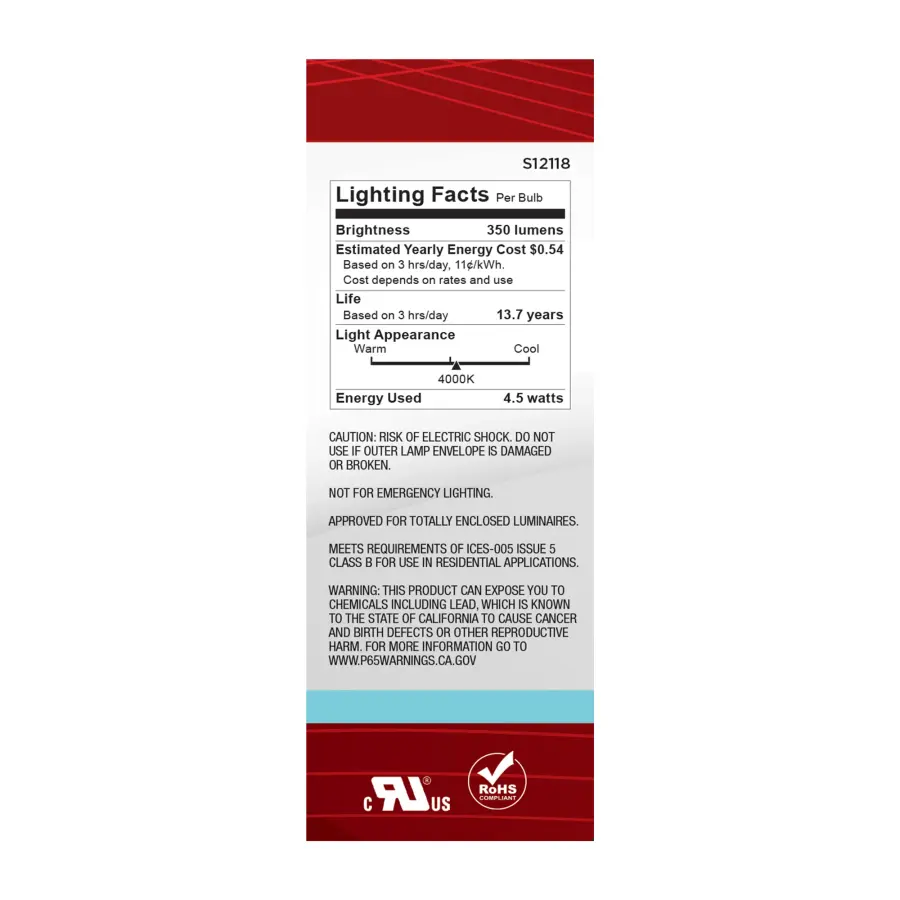 4.5 Watt - B11 LED Filament - Frosted - 350 Lumens - 4000K - European base - 120 Volt - Image 6