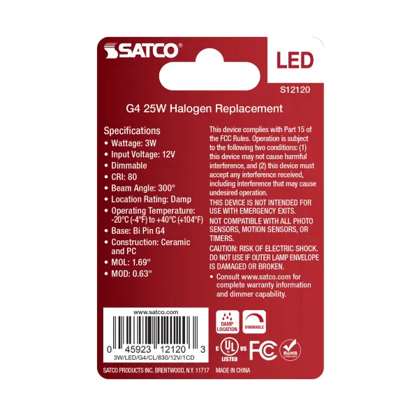 3 Watt Mini LED - G4 Base - 3000K - Clear Finish - 12 Volt - Image 3