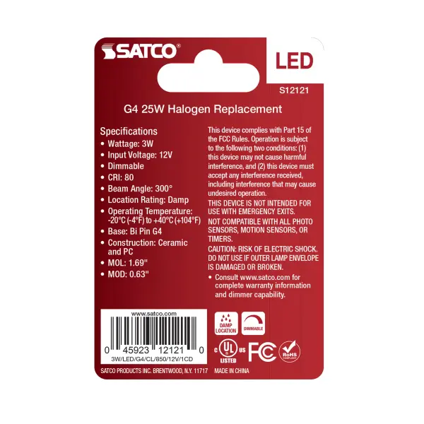 3 Watt Mini LED - G4 Base - 5000K - Clear Finish - 12 Volt - Image 3