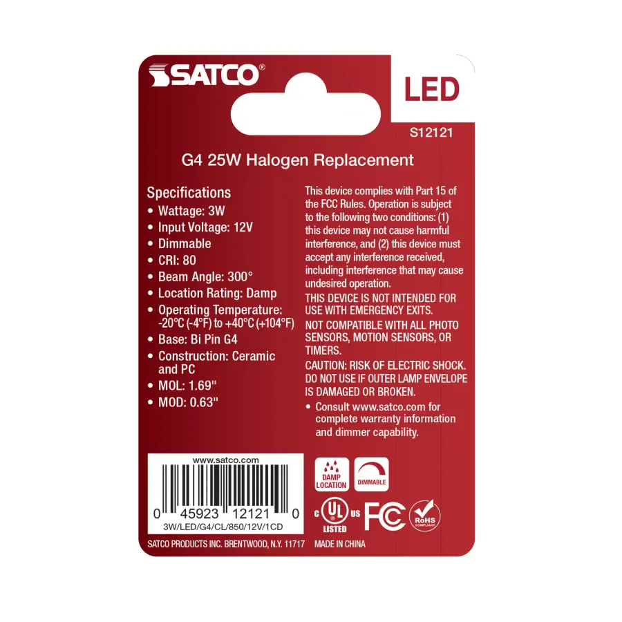 3 Watt Mini LED - G4 Base - 5000K - Clear Finish - 12 Volt - Image 3