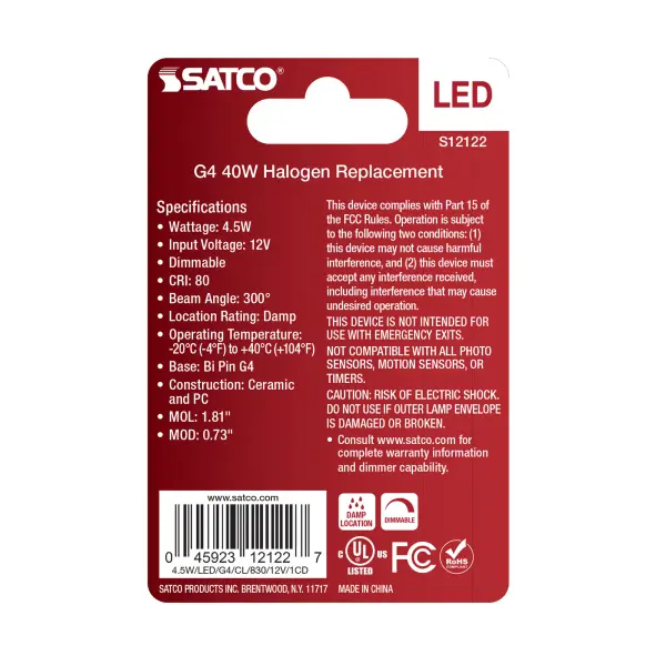 4.5 Watt Mini LED - G4 Base - 3000K - Clear Finish - 12 Volt - Image 3