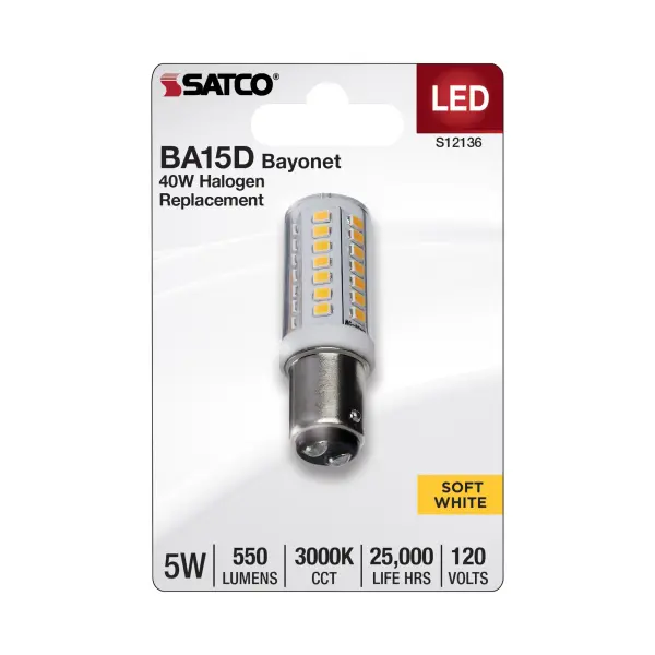 5 Watt Mini LED - Bayonet Double Contact Base - 3000K - Clear Finish - 120 Volt - Image 2