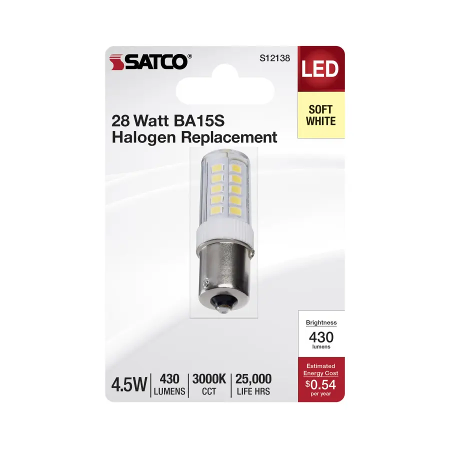 4.5 Watt Mini LED - Bayonet Single Contact Base - 3000K - Clear Finish - 12 Volt - Image 2
