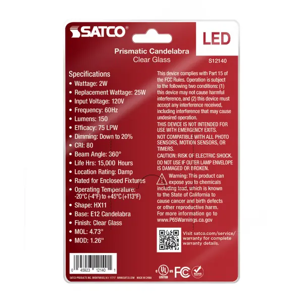 2 Watt Prismatic HX11 LED - 2700K CCT - Candelabra Base - 120 Volt - Clear Finish - 2-Card - Image 4