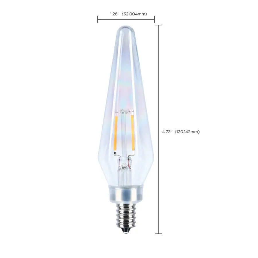 2 Watt Prismatic HX11 LED - 2700K CCT - Candelabra Base - 120 Volt - Clear Finish - 2-Card - Image 5