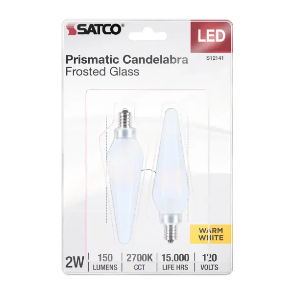 2 Watt Prismatic HX11 LED - 2700K CCT - Candelabra Base - 120 Volt - Frost Finish - 2-Card - Image 3