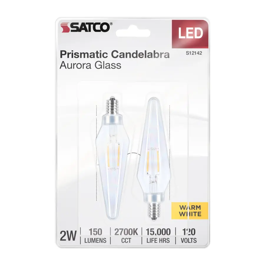 2 Watt Prismatic HX11 LED - 2700K CCT - Candelabra Base - 120 Volt - Aurora Finish - 2-Card - Image 3