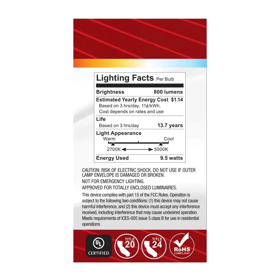 9.5 Watt LED - A19 - 27K/3K/35K/4K/5K - Medium Base - 120 Volt - Image 7