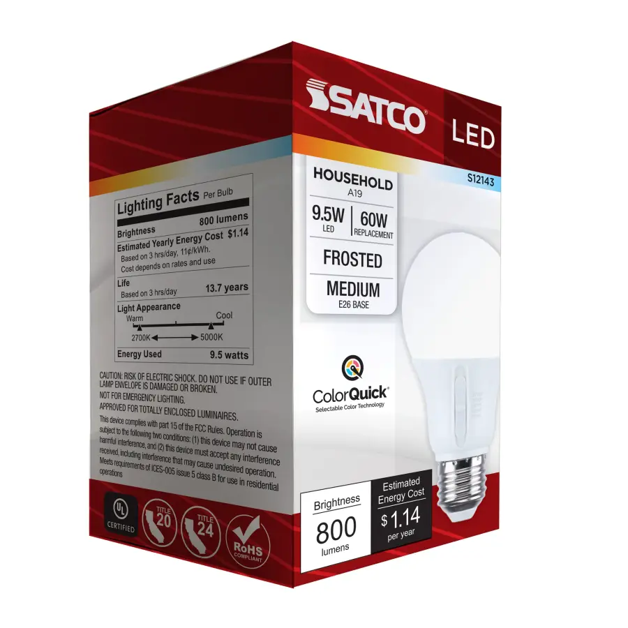 9.5 Watt LED - A19 - 27K/3K/35K/4K/5K - Medium Base - 120 Volt - Image 9