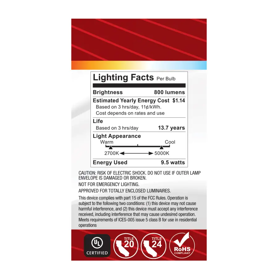 9.5 Watt LED - A19 - 27K/3K/35K/4K/5K - GU24 Base - 120 Volt - Image 7