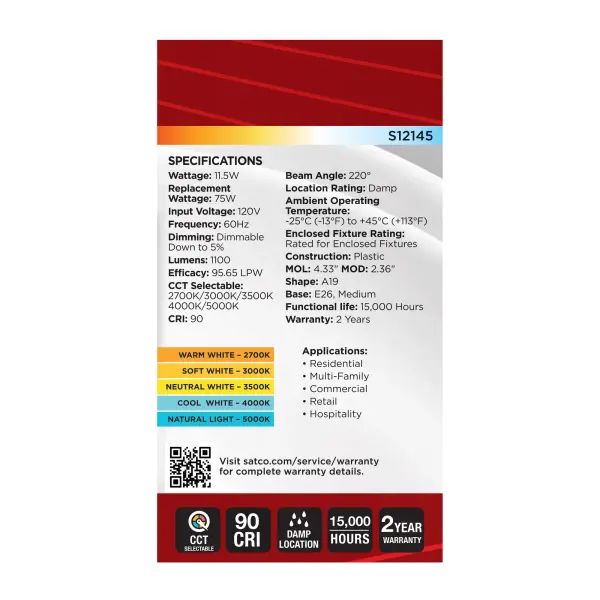 11.5 Watt LED - A19 - 27K/3K/35K/4K/5K - Medium Base - 120 Volt - Image 6