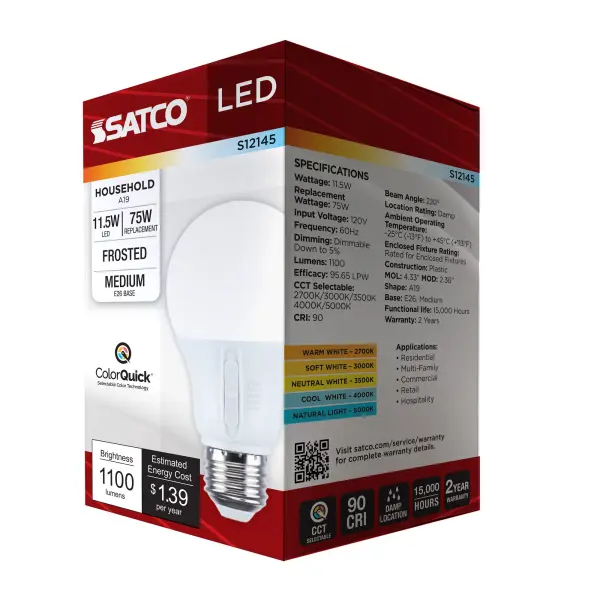 11.5 Watt LED - A19 - 27K/3K/35K/4K/5K - Medium Base - 120 Volt - Image 10