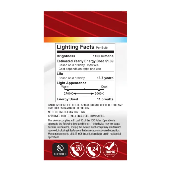 11.5 Watt LED - A19 - 27K/3K/35K/4K/5K - GU24 Base - 120 Volt - Image 7