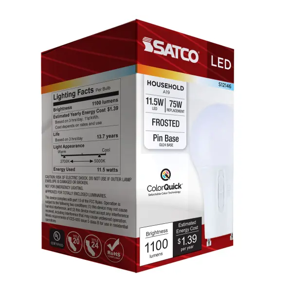 11.5 Watt LED - A19 - 27K/3K/35K/4K/5K - GU24 Base - 120 Volt - Image 9