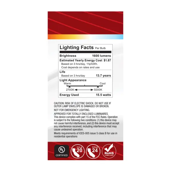 15.5 Watt LED - A19 - 27K/3K/35K/4K/5K - Medium Base - 120 Volt - Image 7