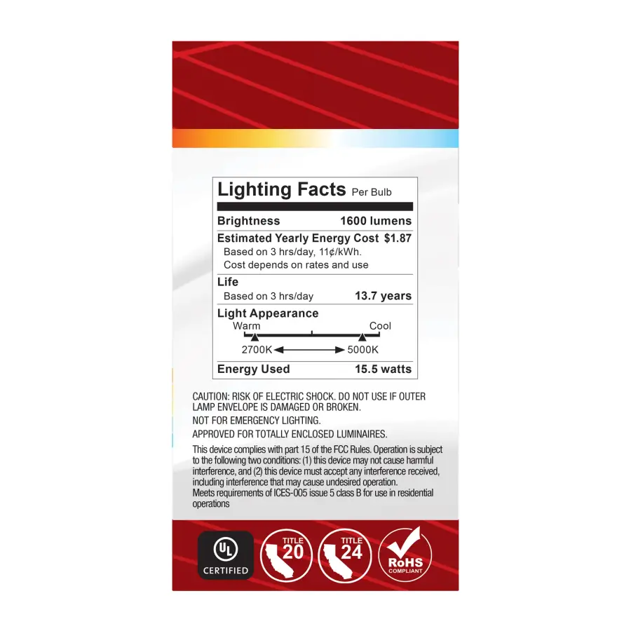 15.5 Watt LED - A19 - 27K/3K/35K/4K/5K - GU24 Base - 120 Volt - Image 7