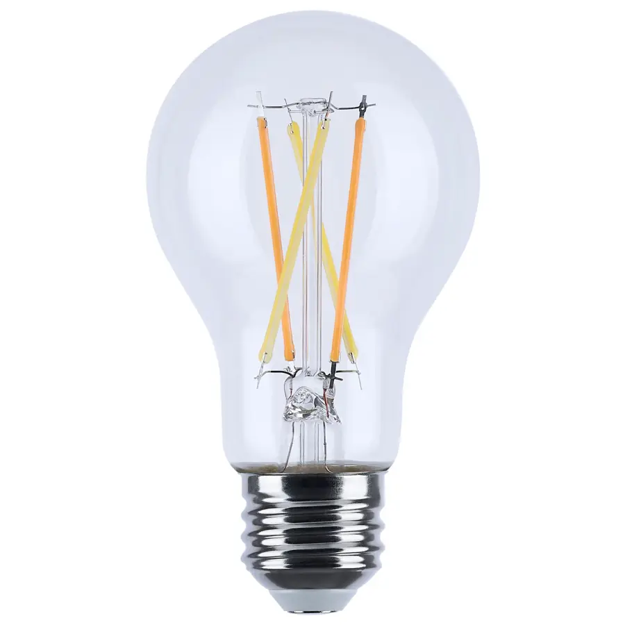 8 Watt LED A19 - 3000K-2000K Warm Dimming - Medium Base - Clear Finish - Image 1