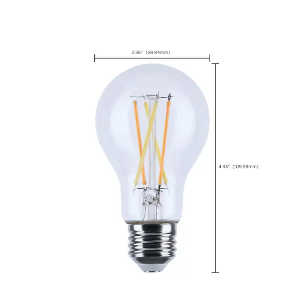 8 Watt LED A19 - 3000K-2000K Warm Dimming - Medium Base - Clear Finish - Image 11