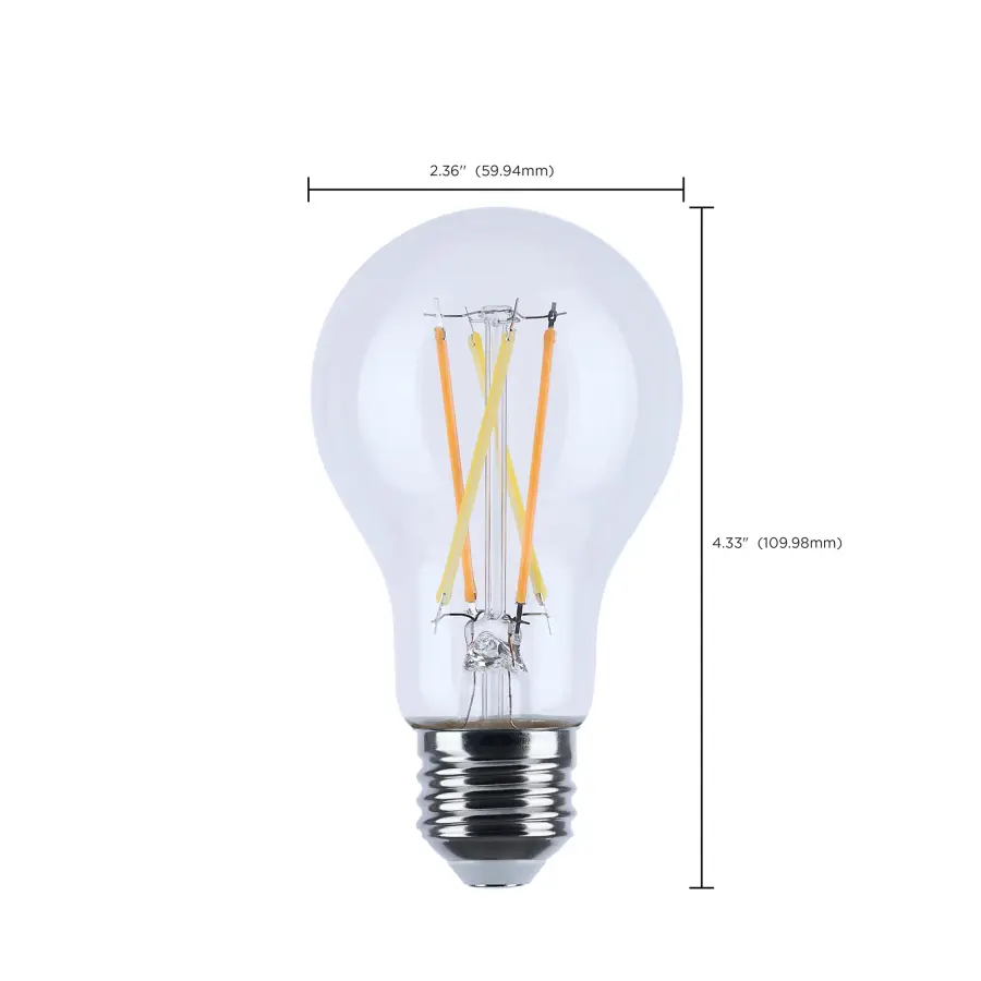 8 Watt LED A19 - 3000K-2000K Warm Dimming - Medium Base - Clear Finish - Image 11