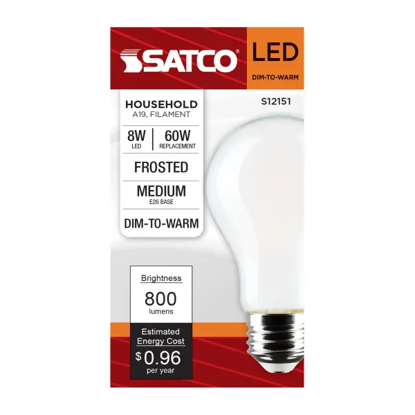 8 Watt LED A19 - 3000K-2000K Warm Dimming - Medium Base - Frost Finish - Image 5